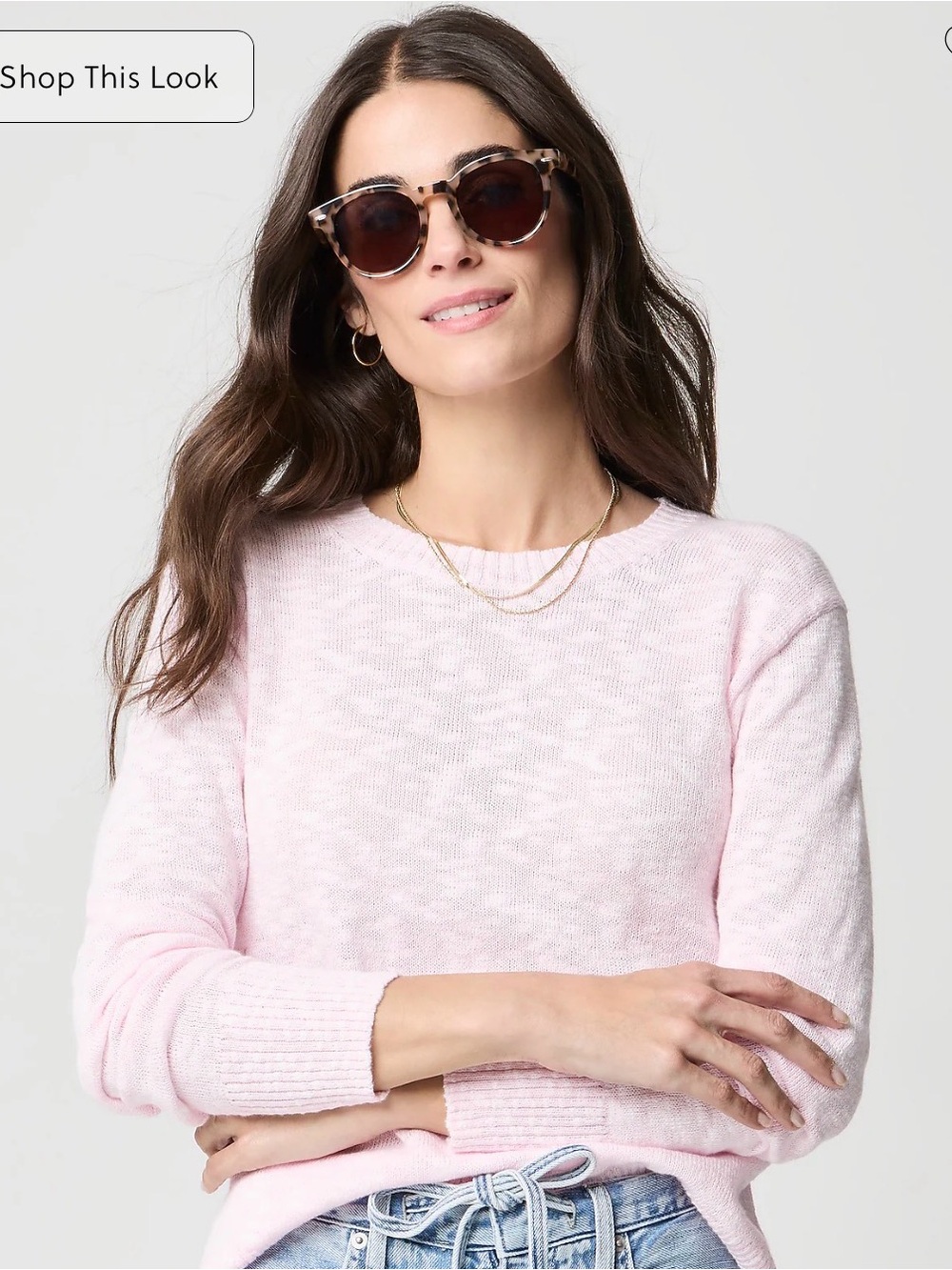 J.Crew Factory Crewneck Beach Sweater Icy Pink Size XL cotton comfy preppy